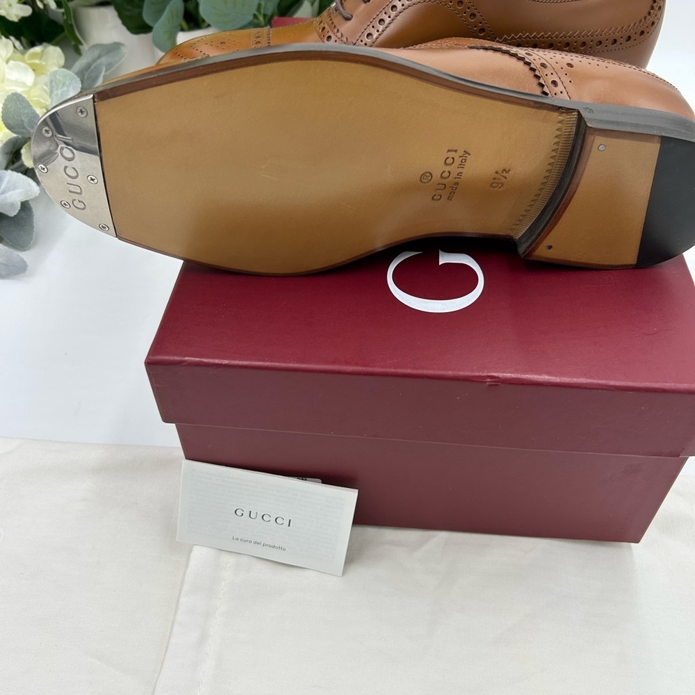 Men's Gucci, leather lace up brogue Oxford's size 9.5 made in Italy - Picture 5 of 10